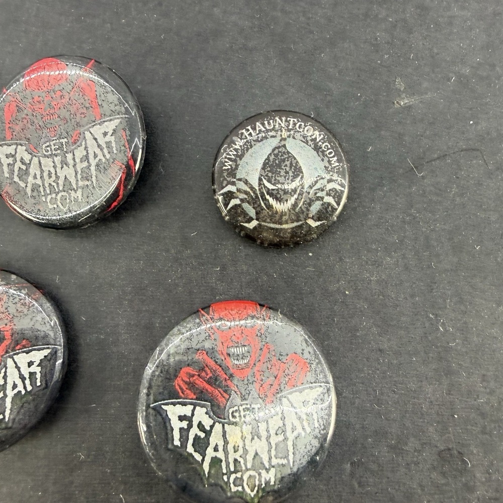 Vintage Horror Pinback Button Lot GetFearWear.com Goth Punk Halloween Pins - Picture 4 of 6